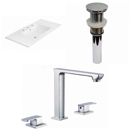American Imaginations 35.5-in. W 3H8-in. Ceramic Top Set In White Color - Drain Incl. AI-32768